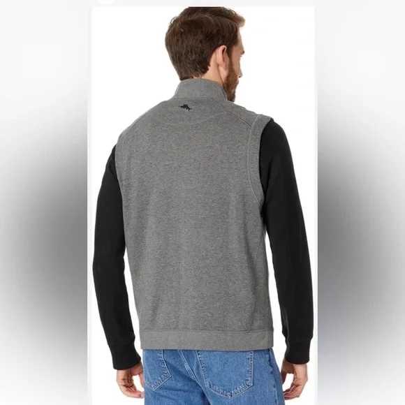 TOMMY BAHAMA Flip Coast Men's Full Zip Vest SIZE M GrayReversible Casual $110
